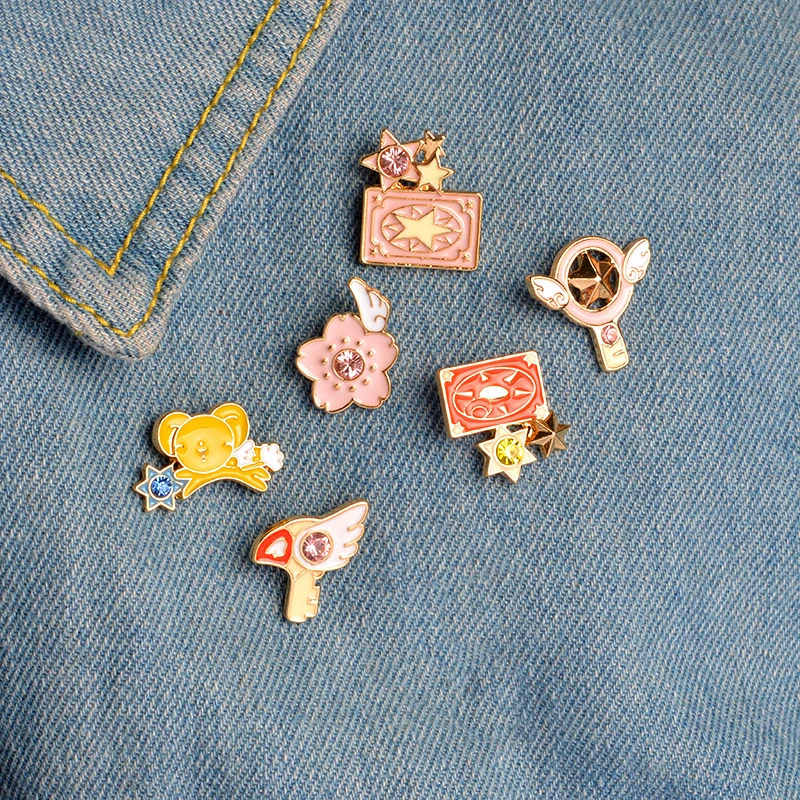 6pcs/set Bird Head Star Stick Wings cherry blossoms Sakura card Kero Brooch Animal Pin Button Bag Jakcet Collar Badge Jewelry
6pcs/set Bird Head Star Stick Wings cherry blossoms Sakura card Kero Brooch Animal Pin Button Bag Jakcet Collar Badge Jewelry