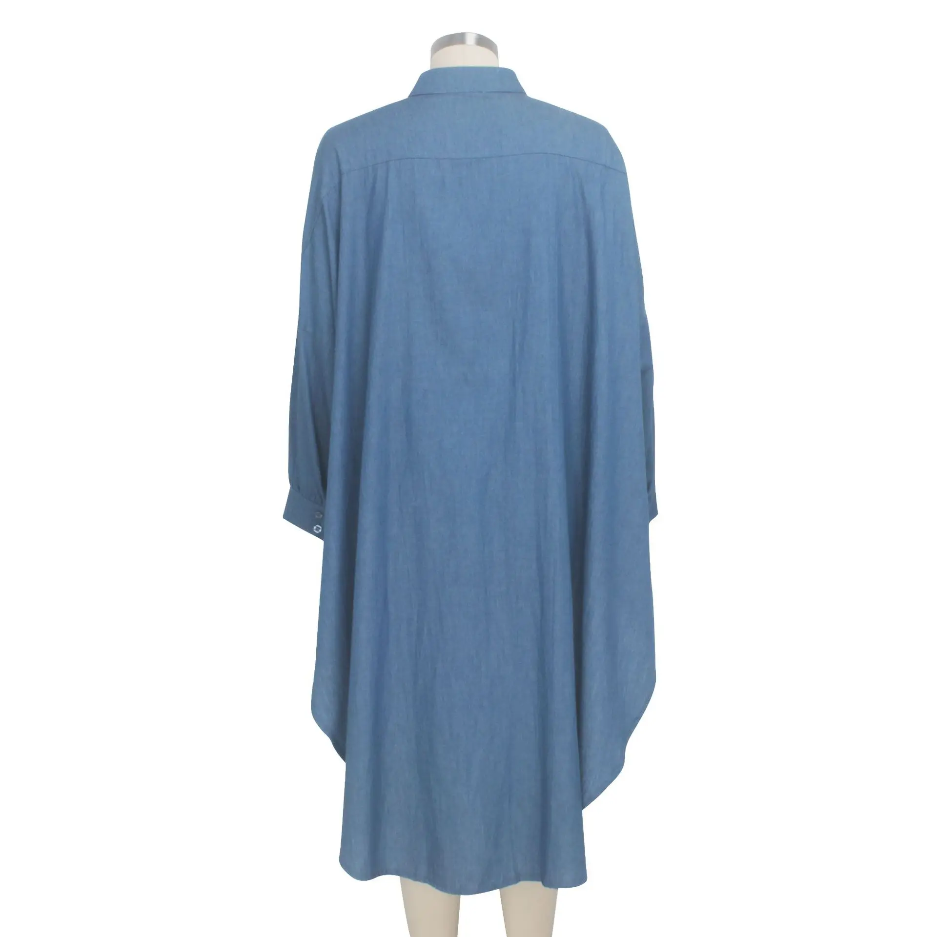 Women's asymmetrical blouse ruffles jean matarial three quarter sleeve stand-collar elegant sexy style for ladies
Women's asymmetrical blouse ruffles jean matarial three quarter sleeve stand-collar elegant sexy style for ladies