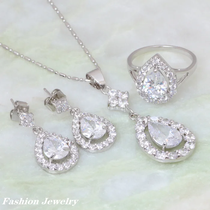 Brand Designer Fashion Jewelry Sets White Cubic Zirconia Silver Color Pendant/Ring/Earrings Set Size 6 7 7.5 6.5 S048
Brand Designer Fashion Jewelry Sets White Cubic Zirconia Silver Color Pendant/Ring/Earrings Set Size 6 7 7.5 6.5 S048