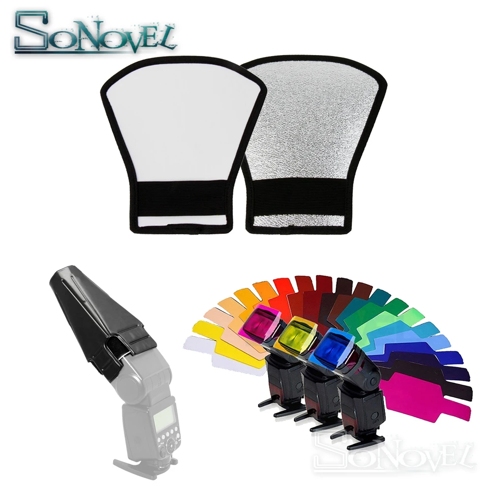 20 Colors Gel Filter Flash Diffuser silver/white Reflector+Foldable Beam speedlight snoot Diffuser For Canon Nikon Godox Yongnuo
20 Colors Gel Filter Flash Diffuser silver/white Reflector+Foldable Beam speedlight snoot Diffuser For Canon Nikon Godox Yongnuo