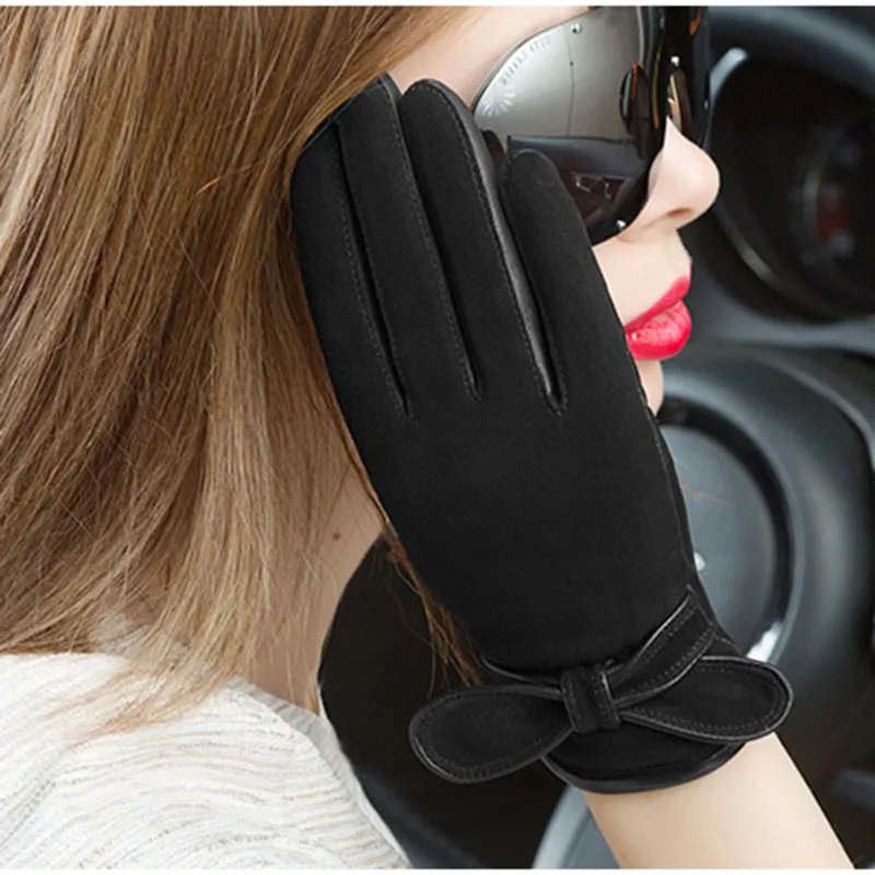 Fashion Black Genuine Leather Gloves Women Suede Sheepskin Glove Autumn Winter Plus Velvet Warm Driving Gloves NW511-5
Fashion Black Genuine Leather Gloves Women Suede Sheepskin Glove Autumn Winter Plus Velvet Warm Driving Gloves NW511-5