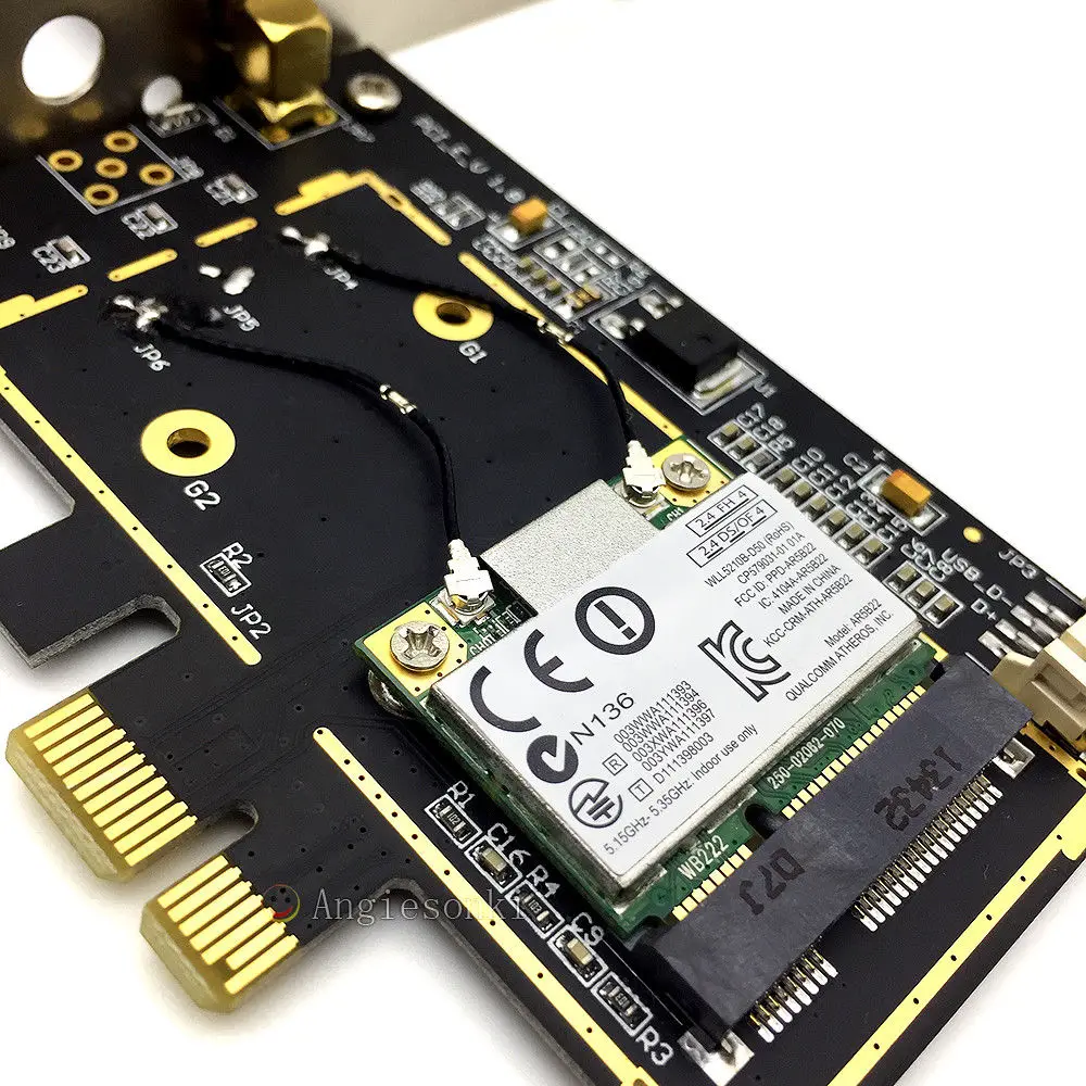 Desktop Computer PC AR5B22 300 Mbps Dual Band 802.11 a/b/g/n 2.4G/5G WiFi BT 4.0 PCI E 1X Wireless Card
Desktop Computer PC AR5B22 300 Mbps Dual Band 802.11 a/b/g/n 2.4G/5G WiFi BT 4.0 PCI E 1X Wireless Card