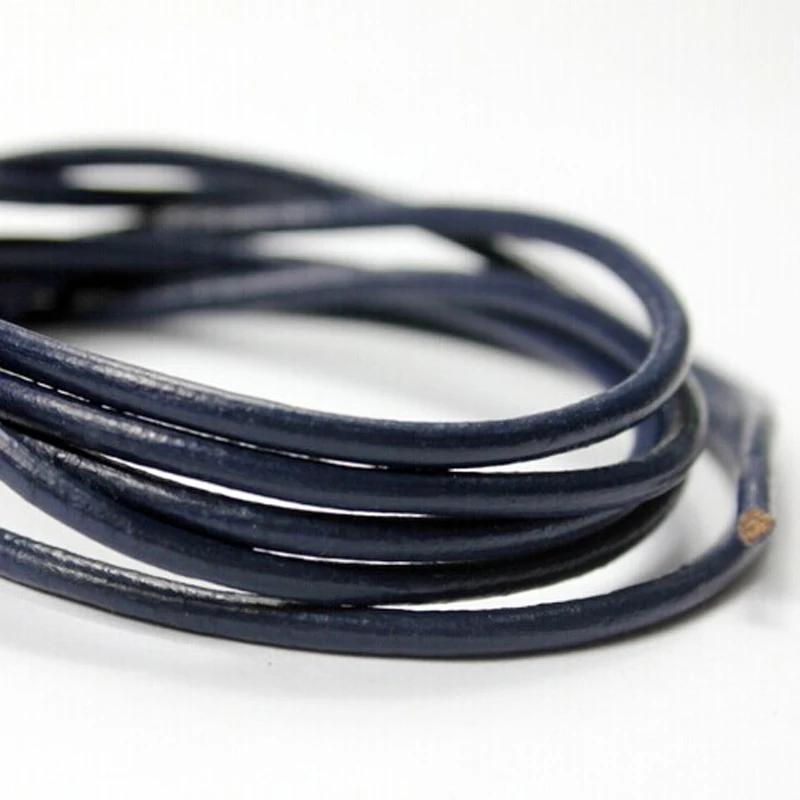 5 Yards 3mm Diameter Round Real Cow Hide Navy Blue Leather Cord, Color Coated Genuine Leather Strap For DIY Bracelet Jewelry
5 Yards 3mm Diameter Round Real Cow Hide Navy Blue Leather Cord, Color Coated Genuine Leather Strap For DIY Bracelet Jewelry