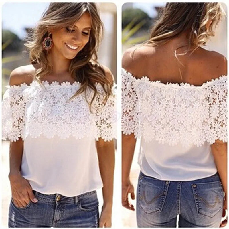 Blouse Women Lace Crochet Chiffon Shirt fashion summer 2019 Sexy Off Shoulder White blusas mujer tunic Casual top female modis
Blouse Women Lace Crochet Chiffon Shirt fashion summer 2019 Sexy Off Shoulder White blusas mujer tunic Casual top female modis