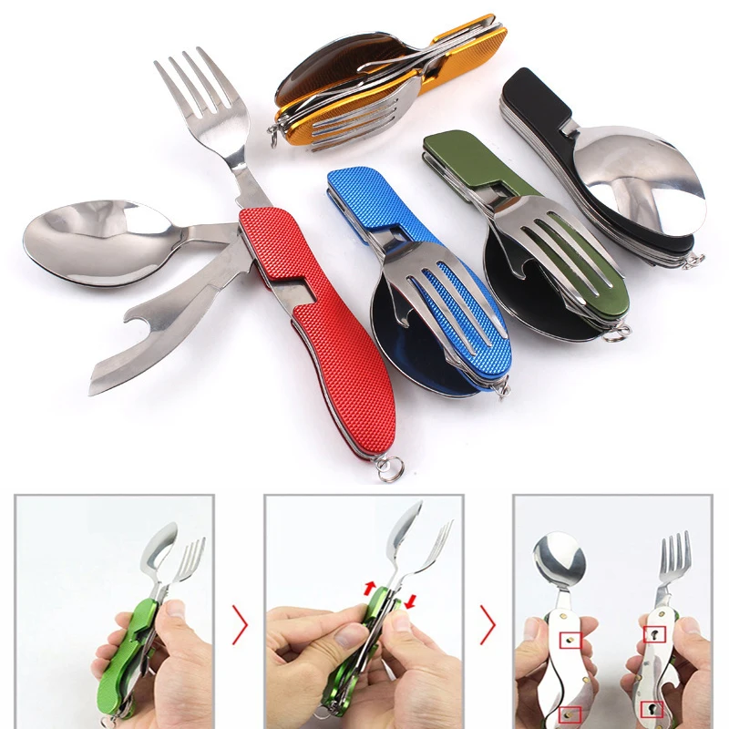 3 in 1 Folding Stainless Steel Spoon Fork Knife Tableware Camping Hiking Folding Picnic Portable Cutlery Set Knife for food Fork
3 in 1 Folding Stainless Steel Spoon Fork Knife Tableware Camping Hiking Folding Picnic Portable Cutlery Set Knife for food Fork