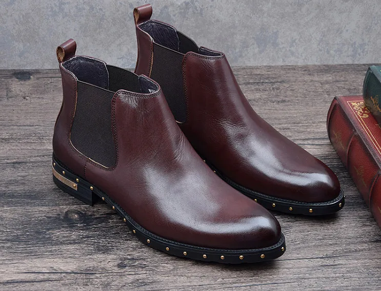 Personality Men Pointed Toes Genuine Leather Elastic Comfortable Slip on Ankle Boots Men Rivet Youth Casual Flat Boots
Personality Men Pointed Toes Genuine Leather Elastic Comfortable Slip on Ankle Boots Men Rivet Youth Casual Flat Boots