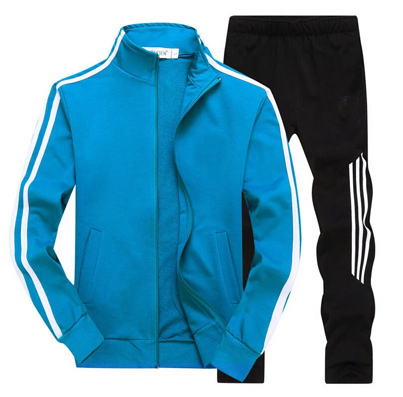 Men's Gym TrackSuit Sport Jacket Coat Suit Set Trousers Black Red White Orange Blue Outfits