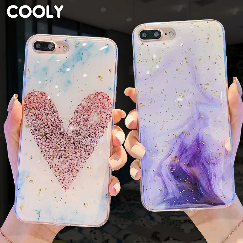 Блестящий чехол COOLY с любовным сердцем для iphone 6 6S 7 8 Plus X XS Max XR задняя крышка из