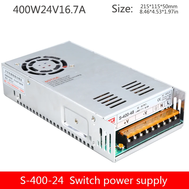 S-400-24V monitoring power supply 400W AC 220V industrial LED light industrial output DC 24v16.7a switching power supply
S-400-24V monitoring power supply 400W AC 220V industrial LED light industrial output DC 24v16.7a switching power supply