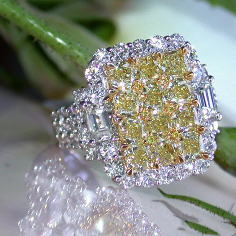 Stunning Classical Jewelry Original Brand New Silver Fill Full White&Yellow CZ Crystal Hot Engagement Band Ring for Women
Stunning Classical Jewelry Original Brand New Silver Fill Full White&Yellow CZ Crystal Hot Engagement Band Ring for Women
