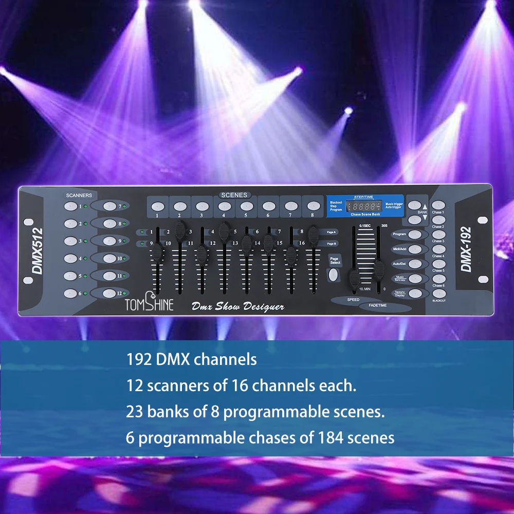 Tomshine 192 Channels Stage Light DMX512 Wireless Controller Console with Transmitter Party DJ Disco Operator Equipment
Tomshine 192 Channels Stage Light DMX512 Wireless Controller Console with Transmitter Party DJ Disco Operator Equipment