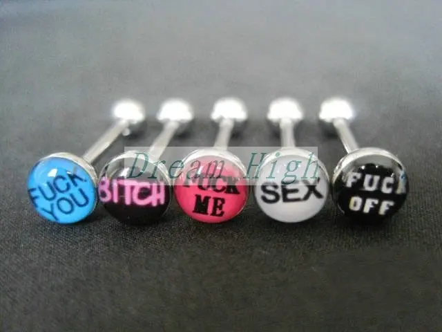 Tongue Piercing Bars Tongue Barbells Logo Balls Fashion Body Jewelry For Girl Free Shipping Promotional Gift Piercing Rings 14G
Tongue Piercing Bars Tongue Barbells Logo Balls Fashion Body Jewelry For Girl Free Shipping Promotional Gift Piercing Rings 14G