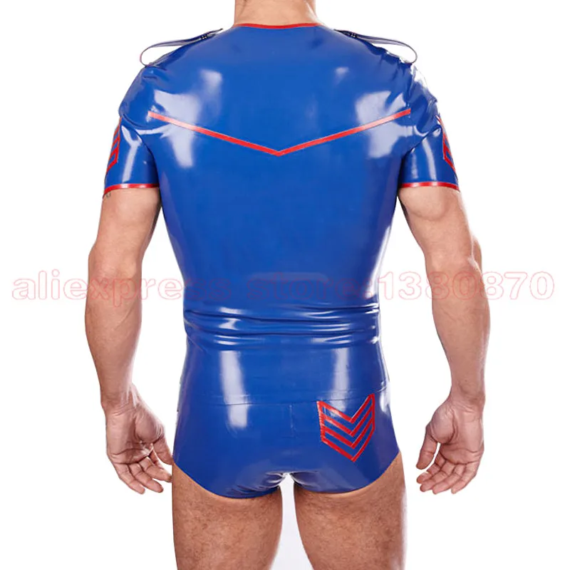 Latex Male Sexy Uniform Costumes Catsuit One Set with Man Top Shirt and Shorts S-LSM041
Latex Male Sexy Uniform Costumes Catsuit One Set with Man Top Shirt and Shorts S-LSM041