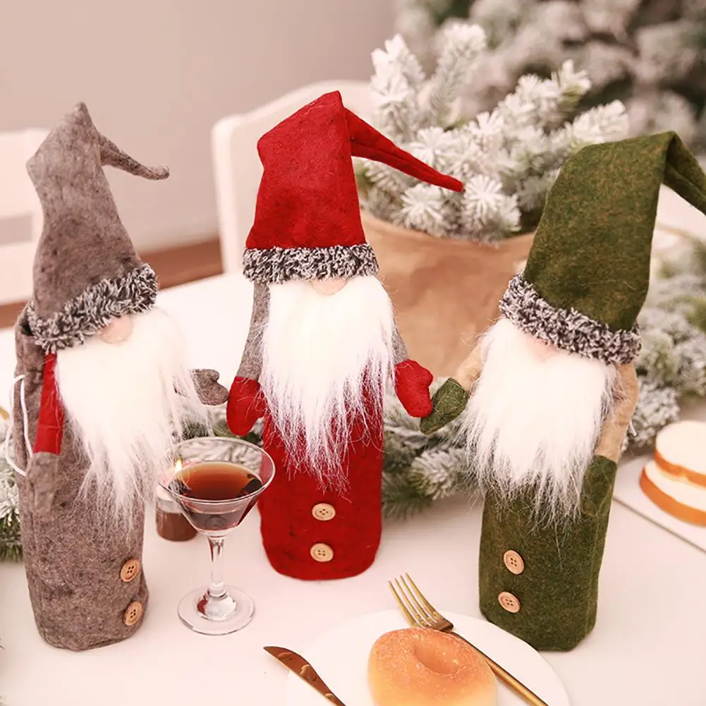 Модный чехол для бутылки вина Gnome Tomte Santa обертка шампанского декор стола