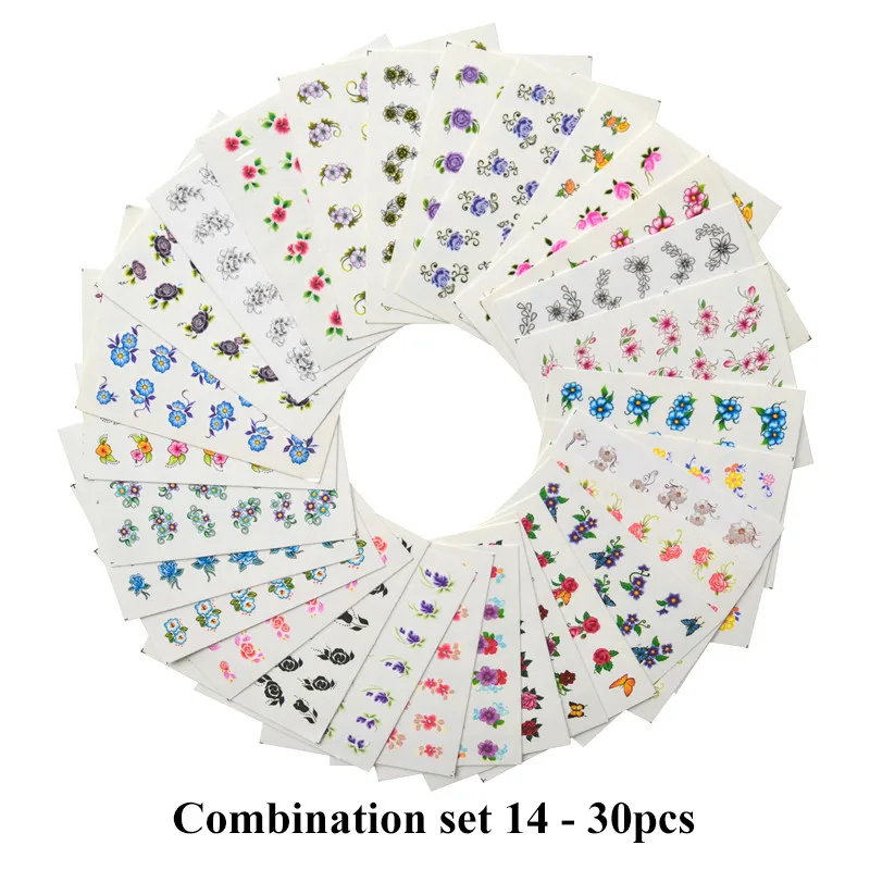 Оптовая продажа наборы наклеек для дизайна ногтей водные переводки цветок