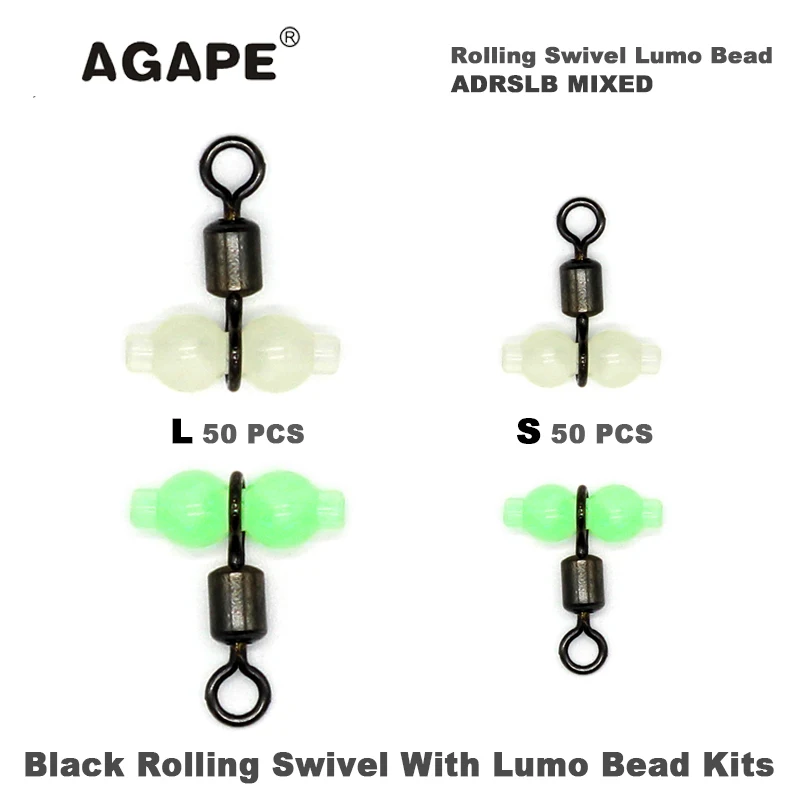 Рыболовные черные Вертлюги AGAPE с комплектом бусин Lumo ADRSLB смешанные L S 100 шт./лот
Рыболовные черные Вертлюги AGAPE с комплектом бусин Lumo ADRSLB смешанные L S 100 шт./лот