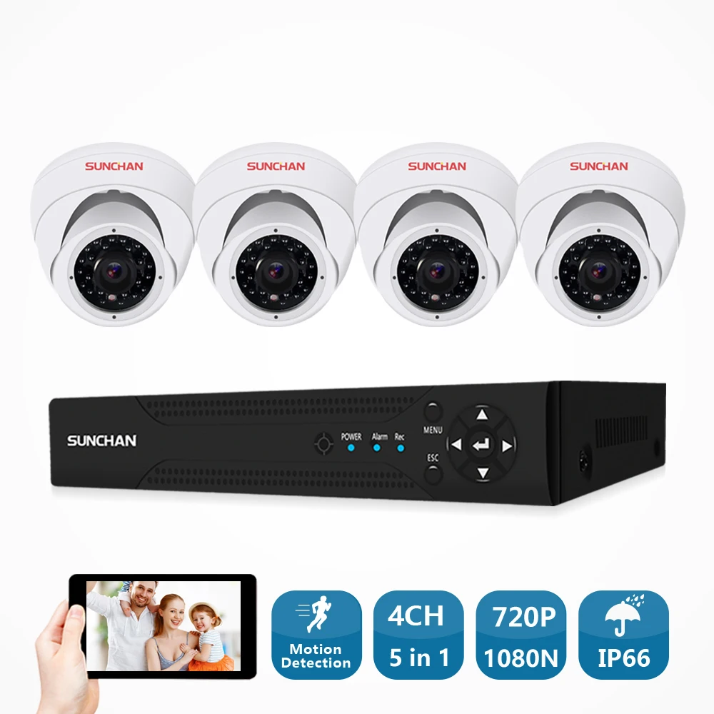 SUNCHAN 4CH CCTV система 1080N DVR 4 шт. 1.0MP ИК в/наружное видеонаблюдение домашняя охранная