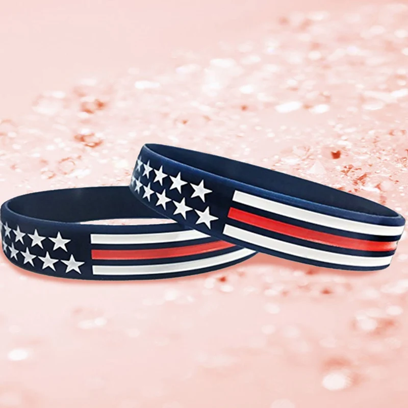 1 шт. тонкий силиконовый резиновый браслет с флагом США и США|Браслеты шармами| |