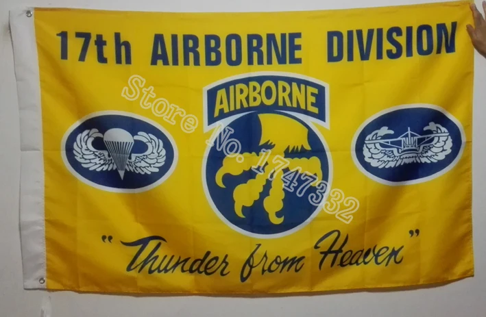 US Army 17th Airborne Division Angels Thunder From Heaven Flag Hot Sell Goods 3X5FT 150X90CM Custome Banner brass metal holes
US Army 17th Airborne Division Angels Thunder From Heaven Flag Hot Sell Goods 3X5FT 150X90CM Custome Banner brass metal holes