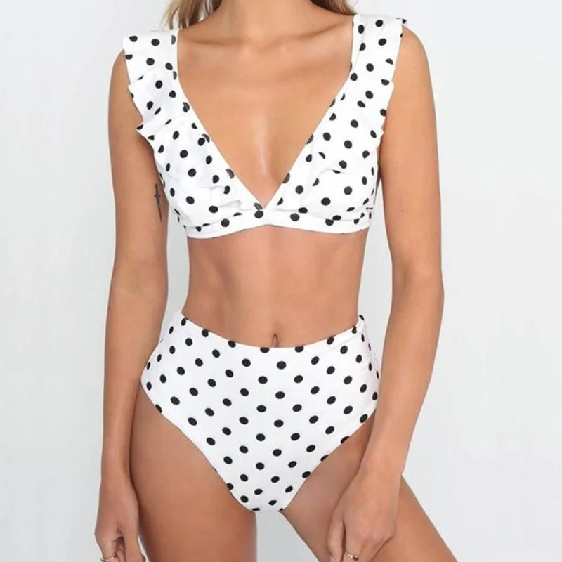 Women Swimsuit Dot Biquinis Push Up Bikini sets Sexy Deep V High Waist Bikini Ruffle Bathing Suit Beachwear Female Swimsuits
Women Swimsuit Dot Biquinis Push Up Bikini sets Sexy Deep V High Waist Bikini Ruffle Bathing Suit Beachwear Female Swimsuits