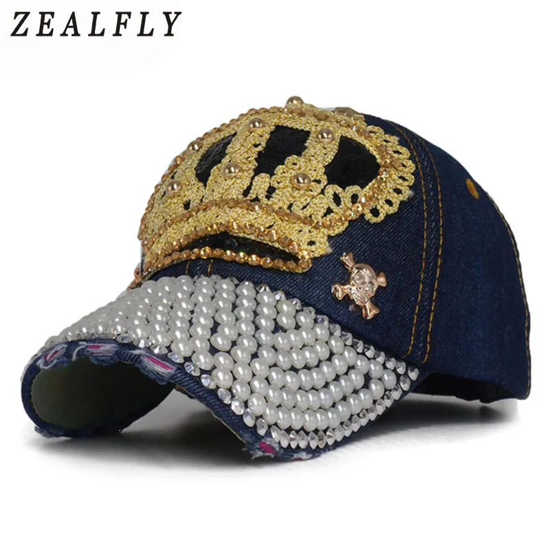 Стразы бейсболка с жемчугом шикарная Корона жемчужные блестки Casquette роскошная