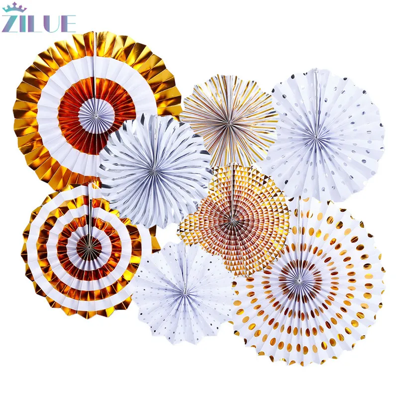 Zilue 8pcs/set Gold Silver Paper Fans Flowers for Birthday Party Baby Showers Supplies Wedding Home Decoration DIY Origami
Zilue 8pcs/set Gold Silver Paper Fans Flowers for Birthday Party Baby Showers Supplies Wedding Home Decoration DIY Origami