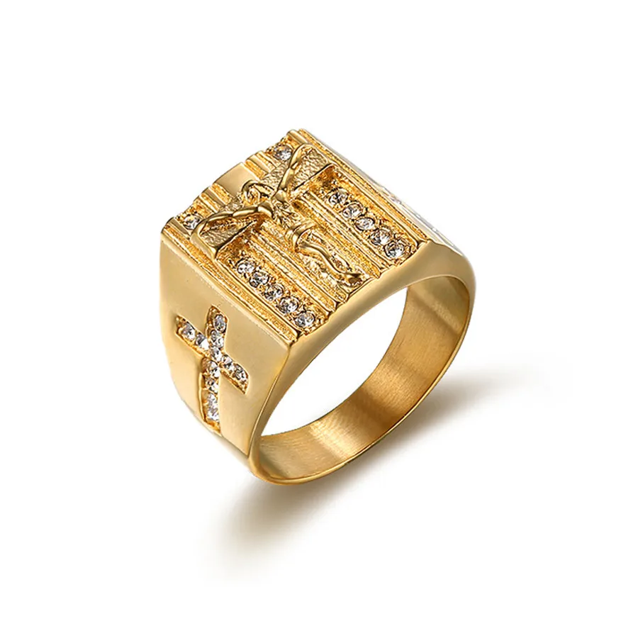 Hip Hop Jewelry Iced Out Rhinestone Jesus Cross Rings For Women Men Gold Color Stainless Steel Crucifix Ring Christian Gifts
Hip Hop Jewelry Iced Out Rhinestone Jesus Cross Rings For Women Men Gold Color Stainless Steel Crucifix Ring Christian Gifts