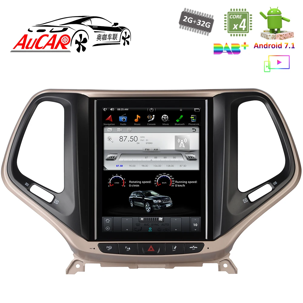 Android 7 1 10 4 "Тесла стиль для Jeep Cherokee GPS многофункциональный 2014 DVD плеер Bluetooth радио
