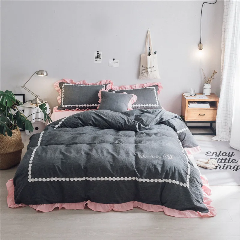 100% Cotton White Black Grey Korean style Bedding Set Queen King size Duvet Cover Bed sheet set Pillowcases Soft Bedclothes 36
100% Cotton White Black Grey Korean style Bedding Set Queen King size Duvet Cover Bed sheet set Pillowcases Soft Bedclothes 36