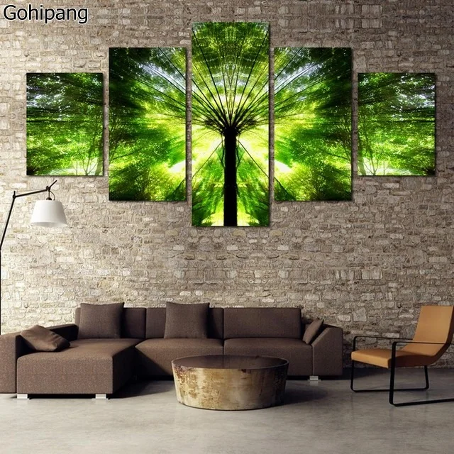 5 Panel Wall Art Large Green Tree Landscape Painting Decorative Home Art Tree Forest Picture Paint on Canvas
5 Panel Wall Art Large Green Tree Landscape Painting Decorative Home Art Tree Forest Picture Paint on Canvas
