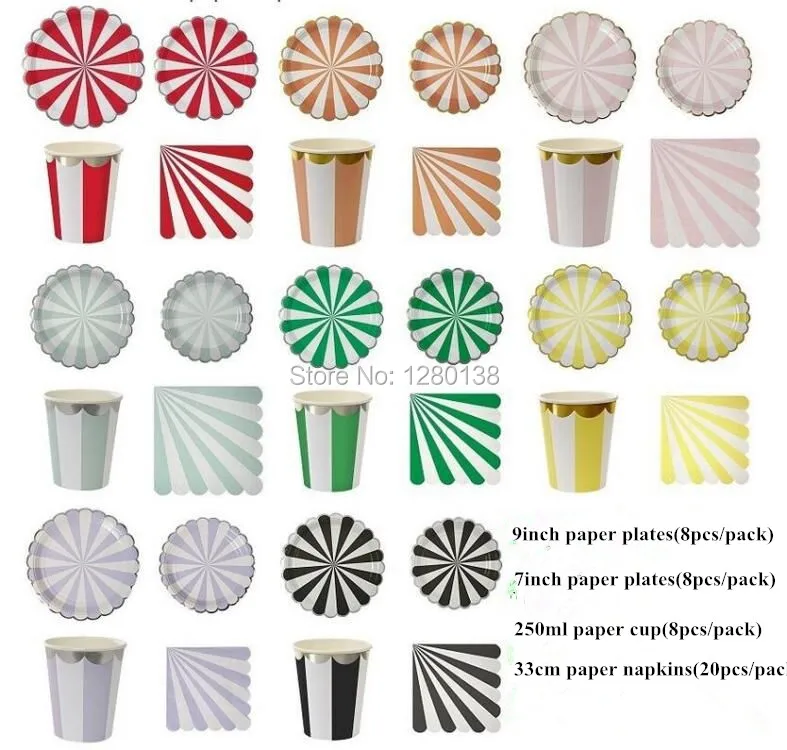 More Colors Striped Party Disposable Tableware Gold/Silver Foil Edge Paper Plates Napkins and Cups for Wedding Birthday Supplies
More Colors Striped Party Disposable Tableware Gold/Silver Foil Edge Paper Plates Napkins and Cups for Wedding Birthday Supplies