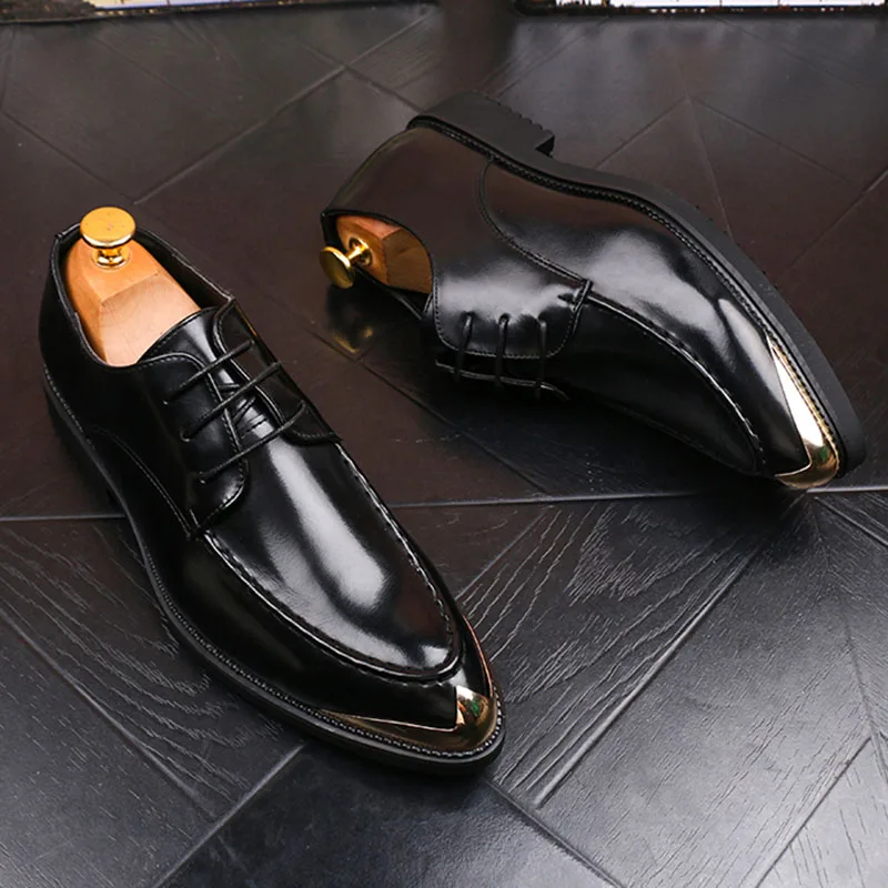 Fashion Men's Shoes Lace-up Black Leather Business Dress Shoes Formal Pointed Metal Tip Red Wedding Shoes Men Oxfords, 38-44
Fashion Men's Shoes Lace-up Black Leather Business Dress Shoes Formal Pointed Metal Tip Red Wedding Shoes Men Oxfords, 38-44