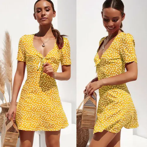 Summer Women Floral Mini Dresses HOT Women Summer Casual Short Sleeve V-Neck High Waist Floral Short Mini Dress
Summer Women Floral Mini Dresses HOT Women Summer Casual Short Sleeve V-Neck High Waist Floral Short Mini Dress