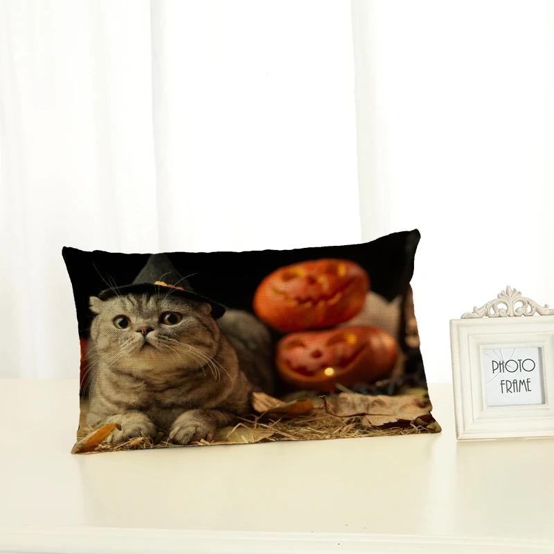 HD 30x50 Cat Pattern Housewear Chair Cushion Cover Soft Pillow Case Cojines Almofadas Cotton Linen Square | Дом и сад