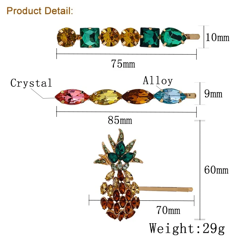 LEADERBEADS 2019 ZA Summer Beach Multicolor Crystal Luxury Pineapple Hairpins Set Women's Trendy Rhinestone Haircilp Barrette
LEADERBEADS 2019 ZA Summer Beach Multicolor Crystal Luxury Pineapple Hairpins Set Women's Trendy Rhinestone Haircilp Barrette