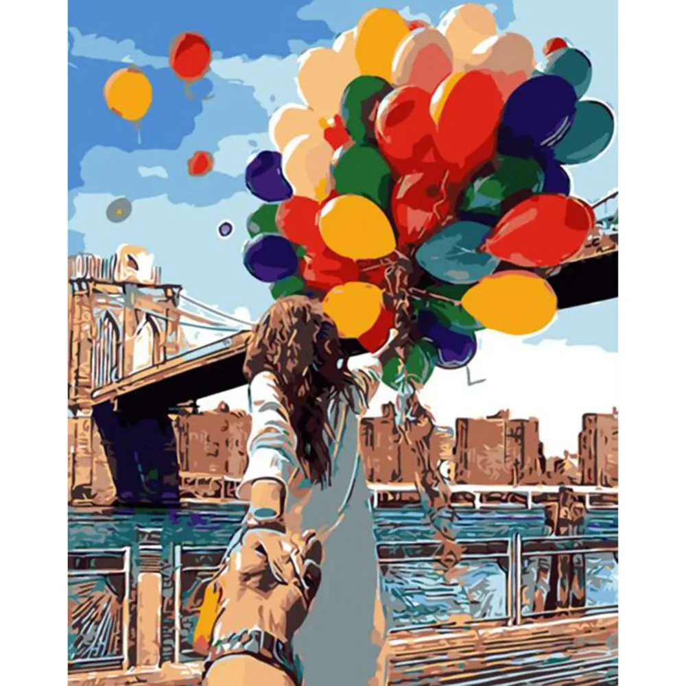 

Набор для рисования по номерам на холсте, с изображением влюбленных на воздушном шаре
