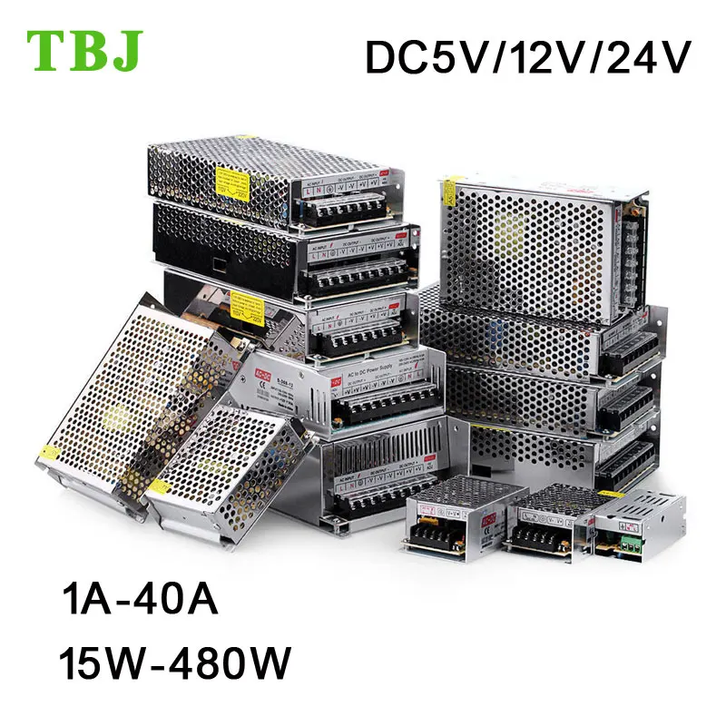 DC12V DC24V 15 Вт 24 36 48 60 100 W 120 150 180 240 300 360 400 480 600 Светодиодный импульсный источник
