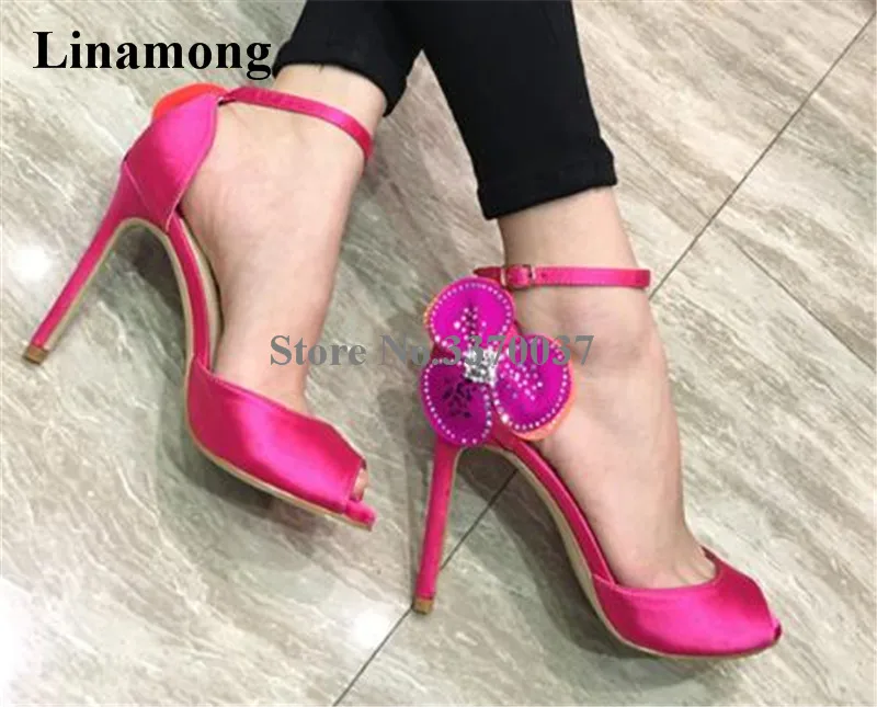 Hot Selling Women Fashion Peep Toe Pink Black Rhinestone Flower Thin Heel Pumps Ankle Straps Satin High Heels Wedding Shoes
Hot Selling Women Fashion Peep Toe Pink Black Rhinestone Flower Thin Heel Pumps Ankle Straps Satin High Heels Wedding Shoes