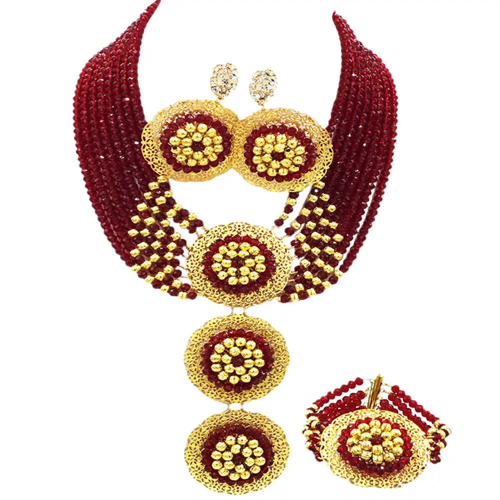 Wine Costume African Beads Jewelry Set Crystal Necklace Nigerian Wedding Accessories Party Jewelry Sets for Women 8-3PH02
Wine Costume African Beads Jewelry Set Crystal Necklace Nigerian Wedding Accessories Party Jewelry Sets for Women 8-3PH02