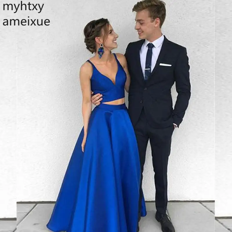 New 2021 Two Piece Straps Royal Blue A Line Satin Evening Dresses Party Prom Formal Gown Plus Size Robe De Soiree Hi Low Dress
New 2021 Two Piece Straps Royal Blue A Line Satin Evening Dresses Party Prom Formal Gown Plus Size Robe De Soiree Hi Low Dress