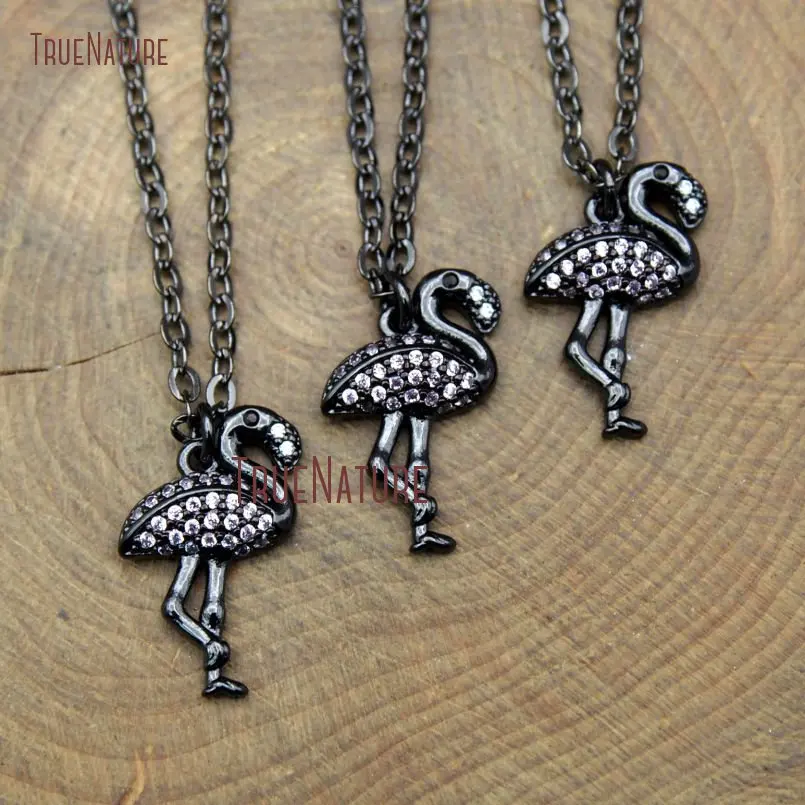 Handmade Zirconia Beads Pave Flamingo Charm Gunmetal Electroplated Simple Pendant Necklace Unisex Jewelry In 18 Inch NM10394
Handmade Zirconia Beads Pave Flamingo Charm Gunmetal Electroplated Simple Pendant Necklace Unisex Jewelry In 18 Inch NM10394