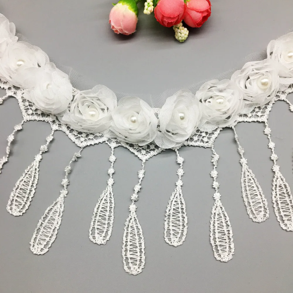 2 yard Tear Drop Pearl Rose Flowers Tassel Embroidered Lace Trim Ribbon Fabric Handmade Applique Wedding Dress DIY Sewing Craft
2 yard Tear Drop Pearl Rose Flowers Tassel Embroidered Lace Trim Ribbon Fabric Handmade Applique Wedding Dress DIY Sewing Craft