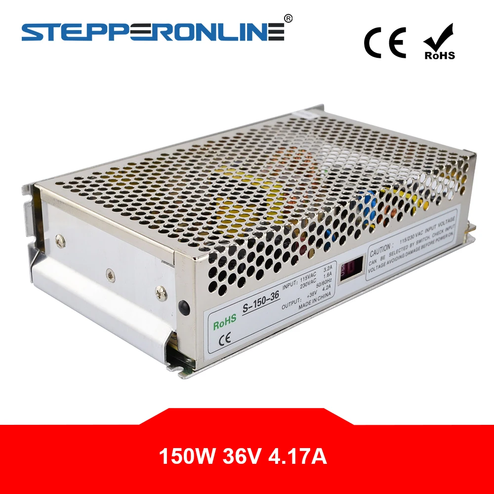 NEW 150W 36V 4.17A 115/230V Switching Power Supply for Stepper Motors/ 3D Printer/ CNC Router Kits
NEW 150W 36V 4.17A 115/230V Switching Power Supply for Stepper Motors/ 3D Printer/ CNC Router Kits