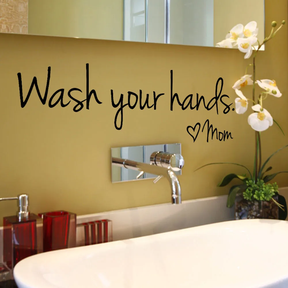 Виниловая наклейка с цитатами вымыть руки настенные Стикеры декор для ванной