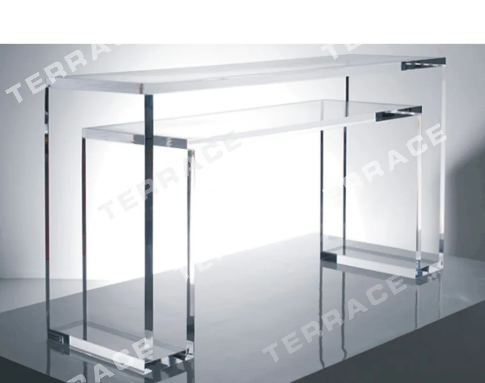 Бесплатная доставка прозрачный акриловый консольный стол Lucite Пьедестал | Мебель