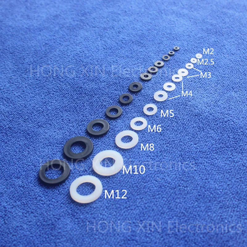 

M2 M2.5 M3 M4 M5 M6 M8 M10 M12 Black Plastic Nylon Washer Plated Flat Spacer Seals Washer Gasket Ring O Ring Gasket Washers 1pcs