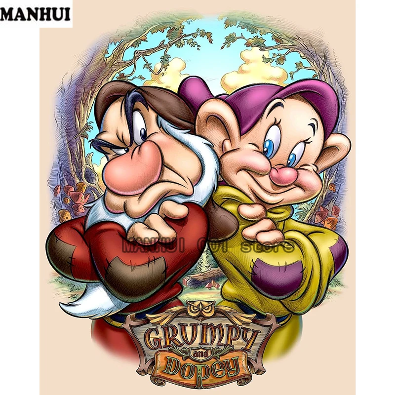Сделай Сам Алмазная картина Grumpy и Dopey Вышивка крестом квадратный алмаз полная