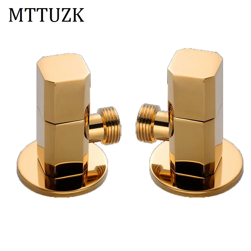 

MTTUZK Solid Brass Angle Valve Golden Water Stop Valve G1/2" Rose Gold Filling Valves Black Hot and Cold Water Inlet Valve