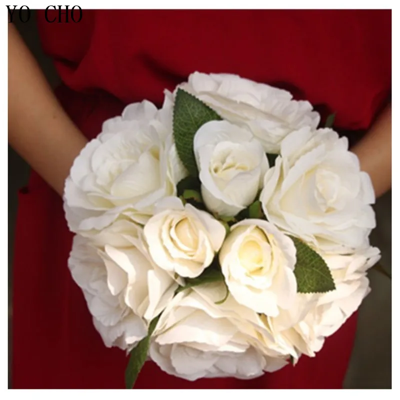YO CHO (8 heads) Real touch silk rose wedding decoration pink artificial wedding accessories bride bouquet white wedding bouquet
YO CHO (8 heads) Real touch silk rose wedding decoration pink artificial wedding accessories bride bouquet white wedding bouquet