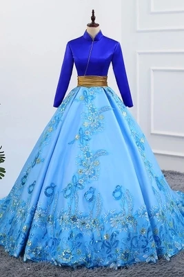 100%real blue flower lace embroidery bowknot waist masquerade ball gown stuido princess medieval dress/victorian belle ball
100%real blue flower lace embroidery bowknot waist masquerade ball gown stuido princess medieval dress/victorian belle ball